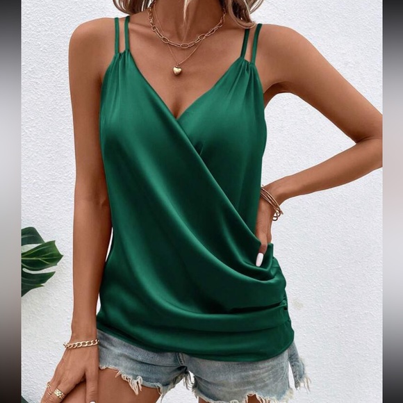 Luxe Satin Cami Top Blouse Shirt - Picture 9 of 16